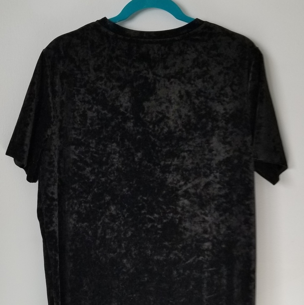 Falls Creek Black Faux Velvet Short Sleeve Top L - Picture 7 of 8